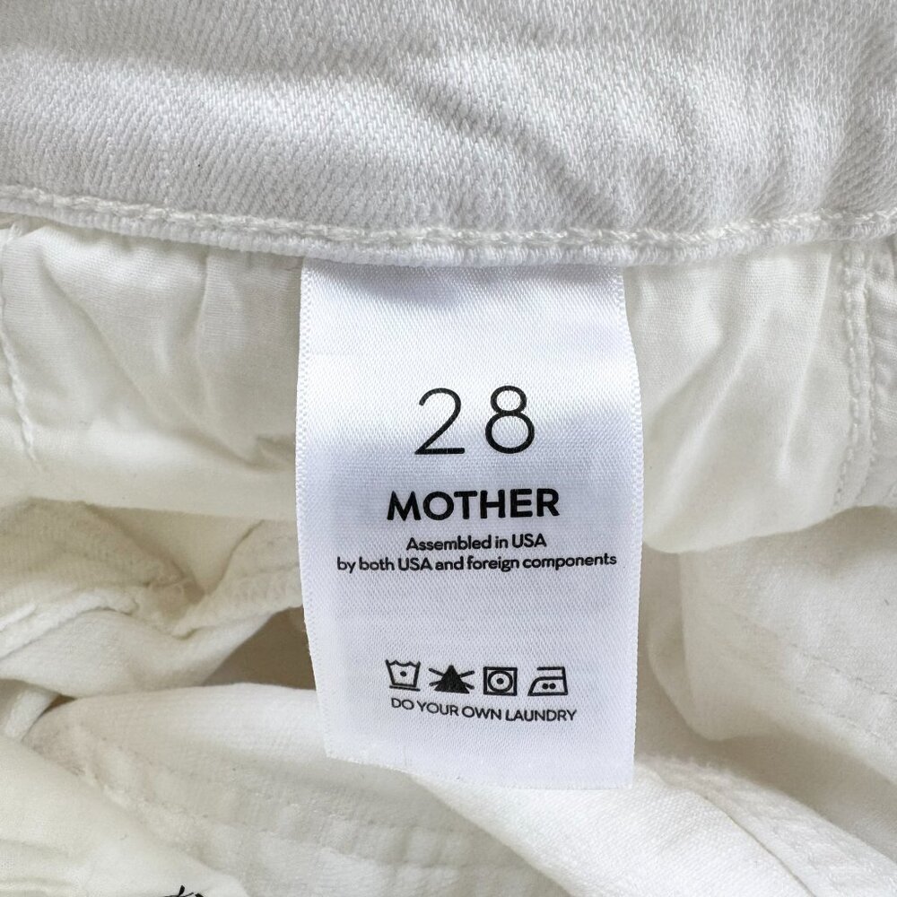 MOTHER Superior The Stud Finder Sneak Wide-Leg Jeans White Totally Innocent 28 - Picture 12 of 17